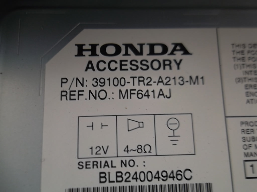 2012 Honda Civic Radio Receiver CD Player 39171-TR2-A21