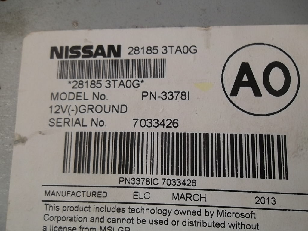 2013-2015 Nissan Altima Radio Receiver AM-FM CD Player 28185-3TA0G