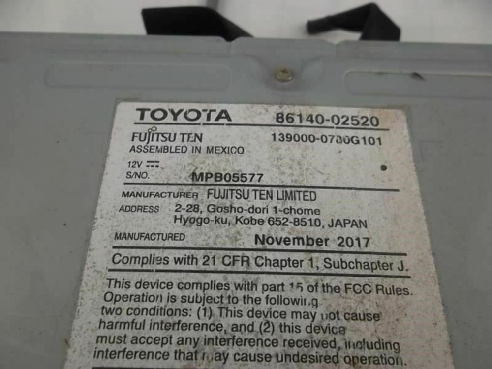 Radio CD Player Receiver 86140-02520 Toyota Corolla 2018 2017