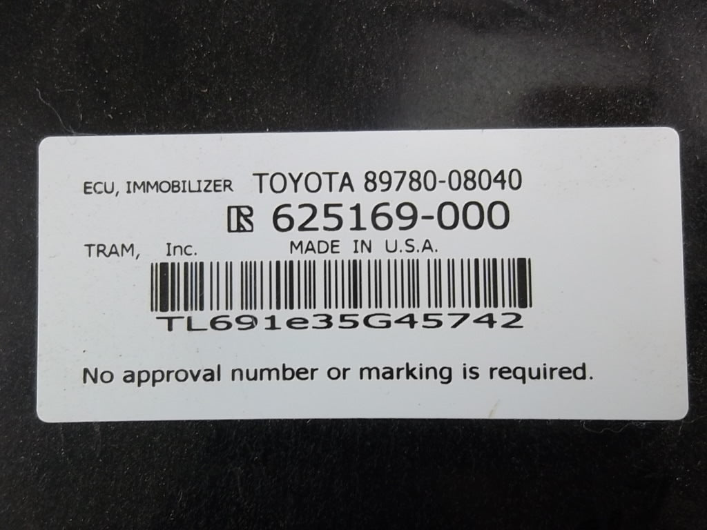 2011-2014 Toyota Sienna Immobilizer Transponder Computer 89780-08040