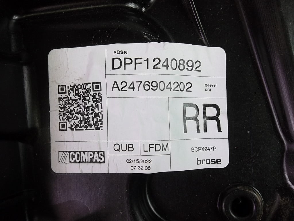 2020-2023 Mercedes Benz GLB250 Door Window Regulator Rear Passenger 247 690 42 02
