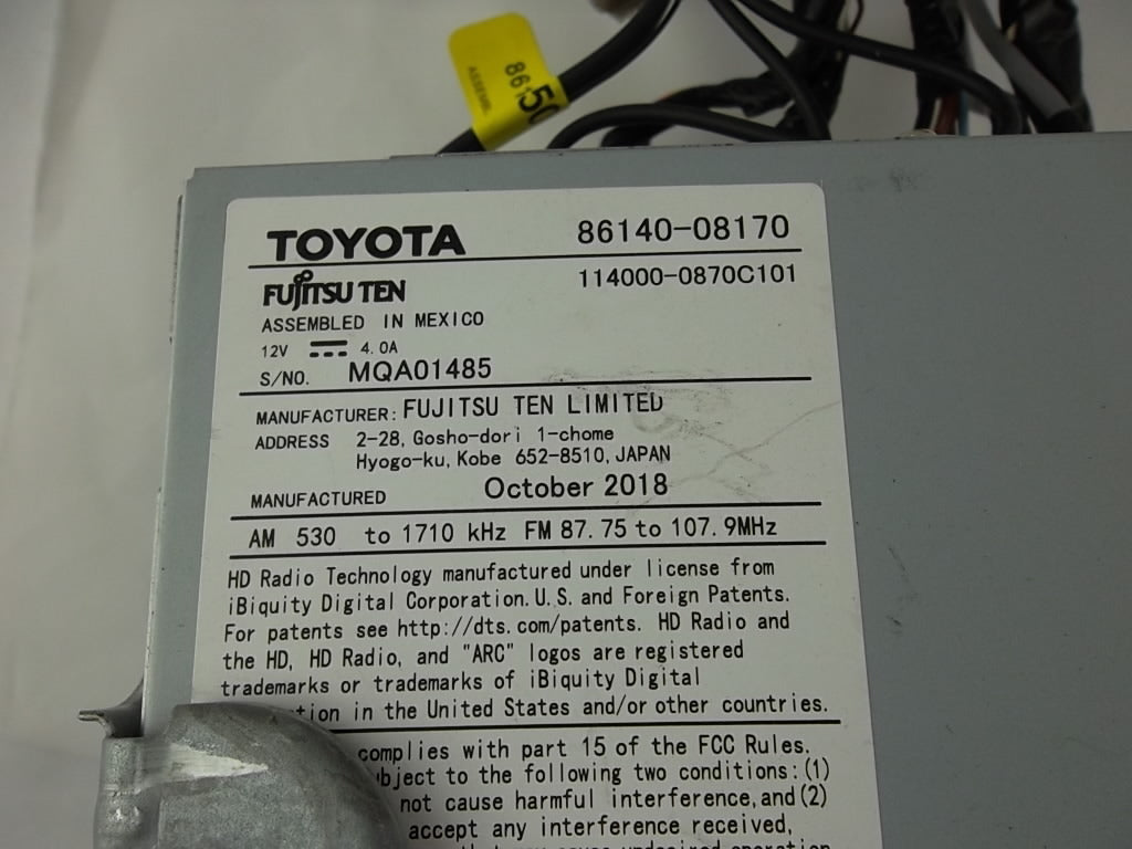 2019-2020 Toyota Sienna Radio Receiver CD Player 86140-08170