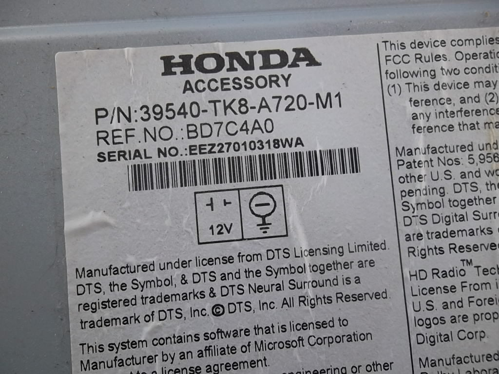 2014-2017 Honda Odyssey Radio Receiver Display Screen Panel Touring Elite