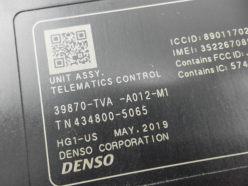 2018-2020 Honda Accord Sedan Control Unit Telematics 39870-TVA-A01