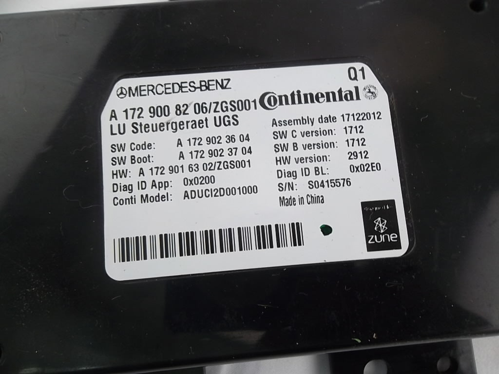2008-2014 Mercedes Benz C300 Communication Control Module 172-900-82-06