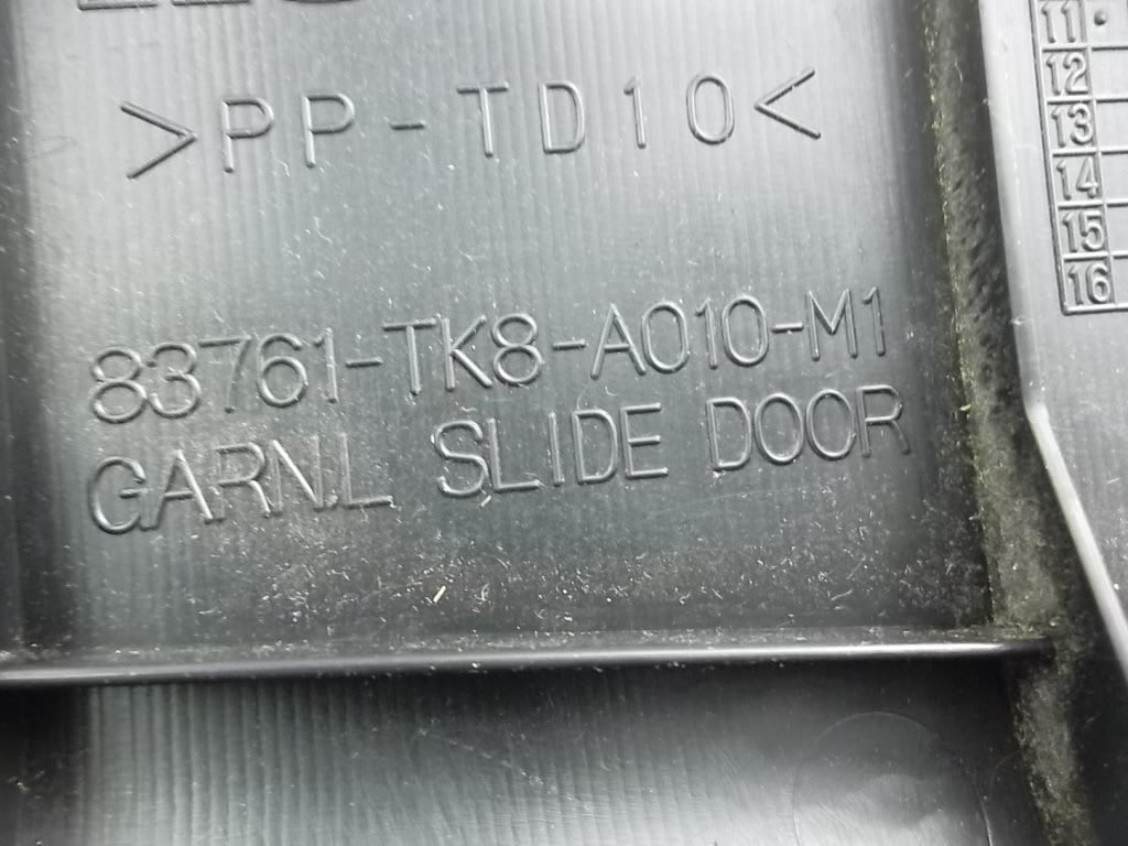 2012-2017 Honda Odyssey Rear Driver Door Upper Sail Trim Panel 83761-TK8-A01
