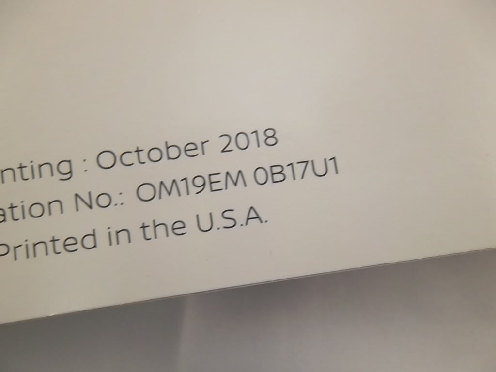 2019 Nissan Sentra Owner's Manual OM19EM-OB17U1